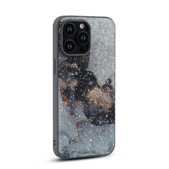 iPhone 14 Pro - Diamant Marmer Glitter - Grijs