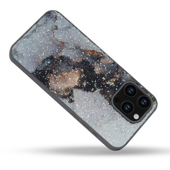 iPhone 14 Pro Max - Diamant Marmer Glitter - Grijs