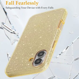 iPhone 16 Plus - Glitter Back Cover - Goud