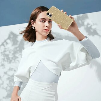 iPhone 16 Plus - Glitter Back Cover - Goud
