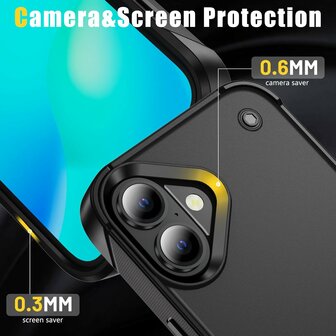 iPhone 16 Plus - Kickstand Armor Back Cover - Zwart