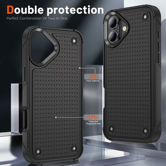 iPhone 16 Plus - Armor Back Cover - Zwart
