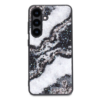 Samsung S23 FE - Diamant Marmer Glitter - Zwart