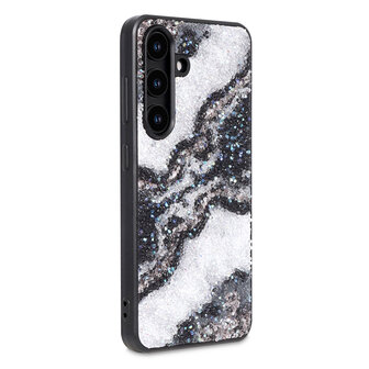 Samsung S23 FE - Diamant Marmer Glitter - Zwart