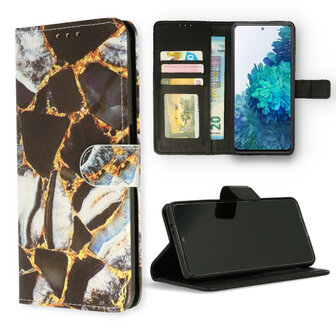 Samsung S25 - Book Case - Marmer Zwart