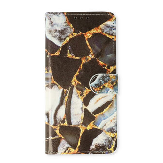 Samsung S25 - Book Case - Marmer Zwart