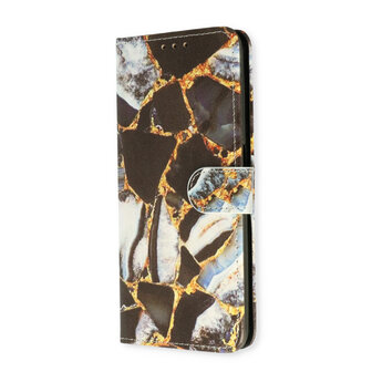 Samsung S25 - Book Case - Marmer Zwart