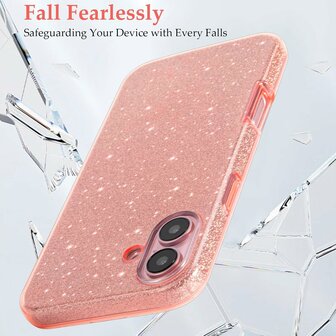 iPhone 16 Plus - Glitter Back Cover - Roze