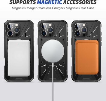 iPhone 16 Pro Max - MagSafe Kickstand Armor Back Cover - Zwart