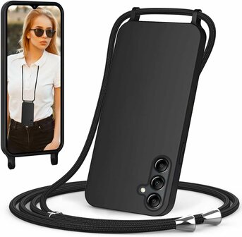 Samsung Galaxy A56 - Zwart - Siliconen Back Cover met Koord