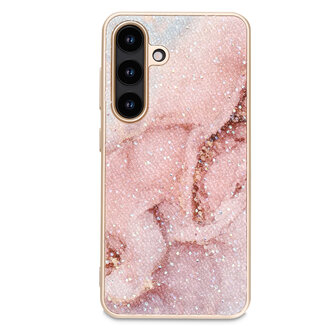 Samsung S24 - Diamant Marmer Glitter - Roze