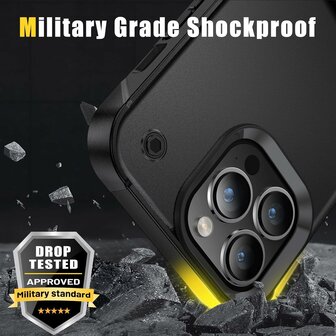 iPhone 16 Pro - Kickstand Armor Back Cover - Zwart