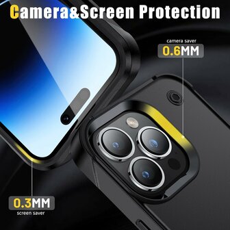 iPhone 16 Pro - Kickstand Armor Back Cover - Zwart