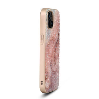 iPhone 15 - Diamant Marmer Glitter - Roze