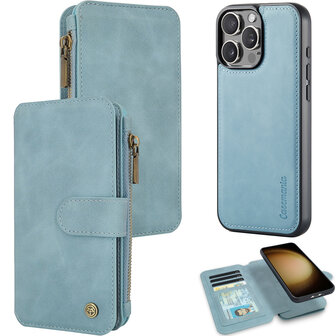 iPhone 16 Pro - Aqua Blue - 2 in 1 Rits Book Case