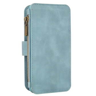 iPhone 16 Pro - Aqua Blue - 2 in 1 Rits Book Case