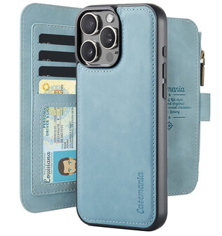 iPhone 16 Pro - Aqua Blue - 2 in 1 Rits Book Case