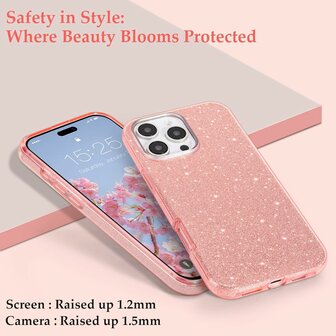 iPhone 16 Pro Max - Glitter Back Cover - Roze