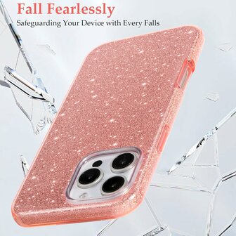 iPhone 16 Pro Max - Glitter Back Cover - Roze