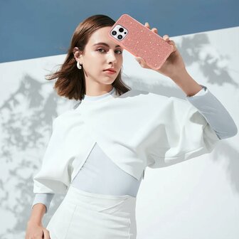 iPhone 16 Pro Max - Glitter Back Cover - Roze