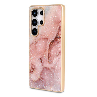 Samsung S24 Ultra - Diamant Marmer Glitter - Roze