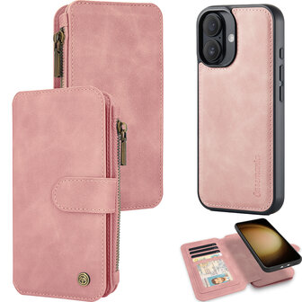 iPhone 16 Plus - Pale Pink - 2 in 1 Rits Book Case