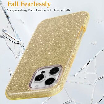 iPhone 16 Pro Max - Glitter Back Cover - Goud