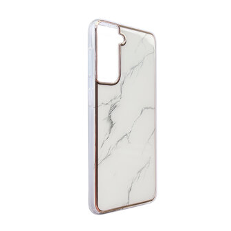 Samsung S23 FE - Marmer Back Cover - Wit