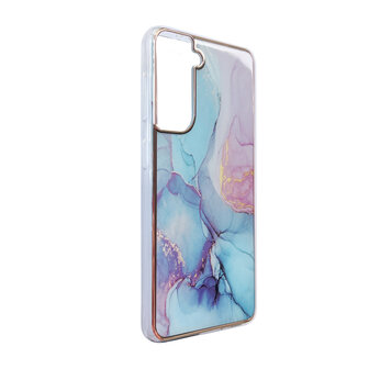 Samsung S23 FE - Marmer Back Cover - Blauw