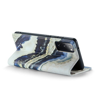 Samsung S21 FE Blue Paraiba - Marmer Book Case