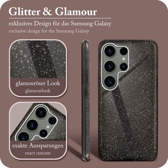 Samsung S24 Ultra - Glitter Back Cover - Zwart