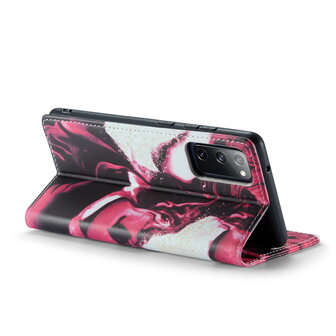 Samsung S21 FE Red Rhodonite - Marmer Book Case