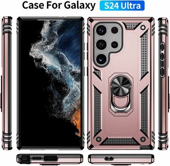 Samsung S24 Ultra Rosegoud - Armor met Kickstand Ring
