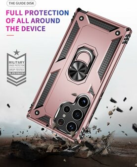 Samsung S24 Ultra Rosegoud - Armor met Kickstand Ring