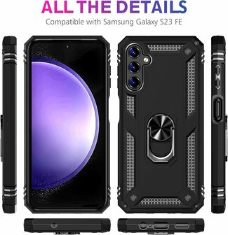 Samsung S23 FE Zwart - Armor met Kickstand Ring