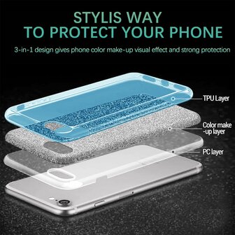 Samsung S24 Plus - Glitter Back Cover - Blauw