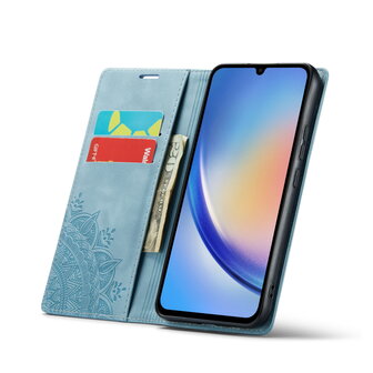 Samsung S24 Ultra Aqua Blue - Mandala Book Case