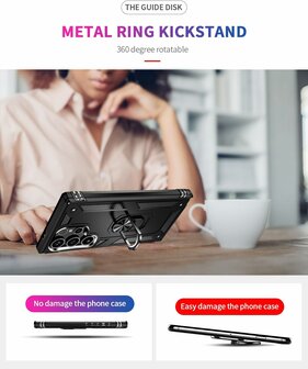 Samsung S24 Ultra Zwart - Armor met Kickstand Ring