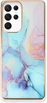 Samsung S24 Ultra - Marmer Back Cover - Blauw