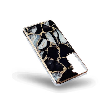 Samsung S23 FE - Marmer Back Cover - Zwart