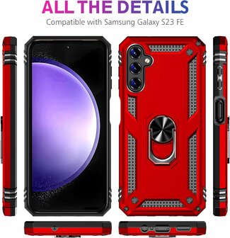 Samsung S23 FE Rood - Armor met Kickstand Ring
