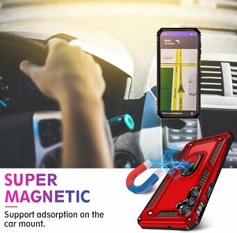 Samsung S23 FE Rood - Armor met Kickstand Ring