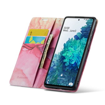 Samsung S21 FE Pink Rhodonite - Marmer Book Case