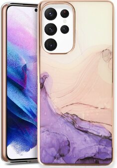 Samsung S24 Ultra - Marmer Back Cover - Paars