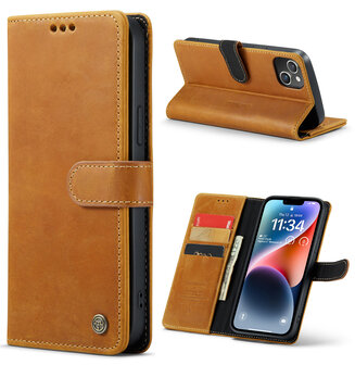 iPhone 15 Plus Bruin - Lederen Book Case