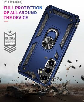 Samsung S24 Blauw - Armor met Kickstand Ring
