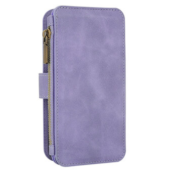 iPhone 15 - Bright Lila - 2 in 1 Rits Book Case