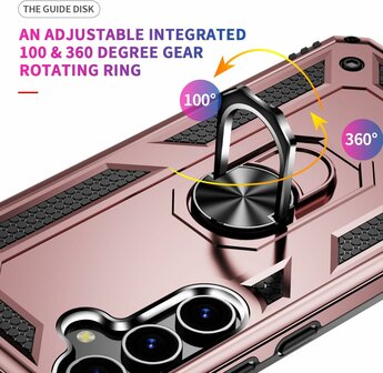 Samsung S24 Rosegoud - Armor met Kickstand Ring