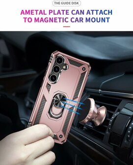 Samsung S24 Rosegoud - Armor met Kickstand Ring