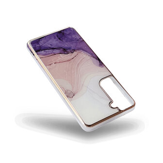 Samsung S24 - Marmer Back Cover - Paars